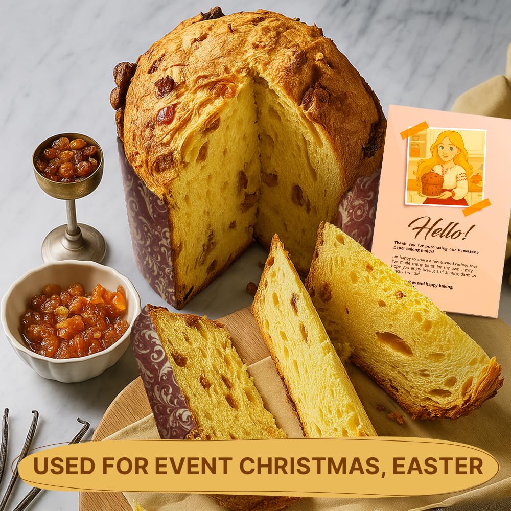 Panettone-Papierform, groß, 540 ml, 12 Stück, Paska Osterbrotformen, Brot, Papierform, Panettone, Braun, antihaftbeschichtet, Panettone-Papier-Backformen