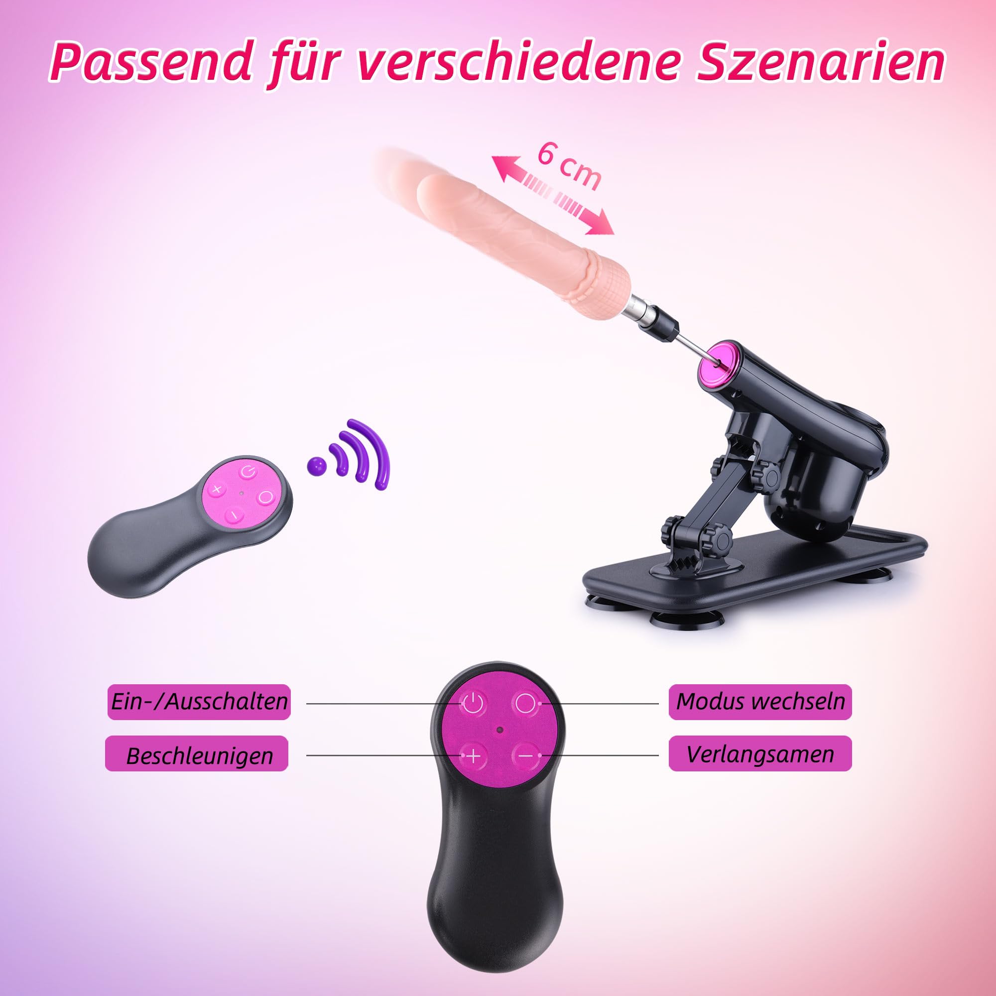 Maquina de follar con dildos y ventosa, maquina sexual con 7 accesorios, maquina consolador con control remoto inalambrico, juguete sexual para ambos juntos