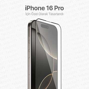 مجموعة أدوات سهلة التركيب لـ Teknoft iPhone 16 Pro حامي شاشة ممتاز مقطوع بالليزر ناعم غير قابل للكسر زجاج يوفر حماية كاملة معززة إضافية لا تترك الغبار تحت الزجاج أبدًا عند التثبيت