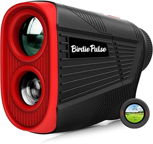 BirdiePulse Golf Rangefinder with Slope & Magnet，1300 Yards Range Finder for Golf，Flag Locking Vibration，6-6.5X Magnification & HD LCD，Rechargeable Golf Range Finder，Black