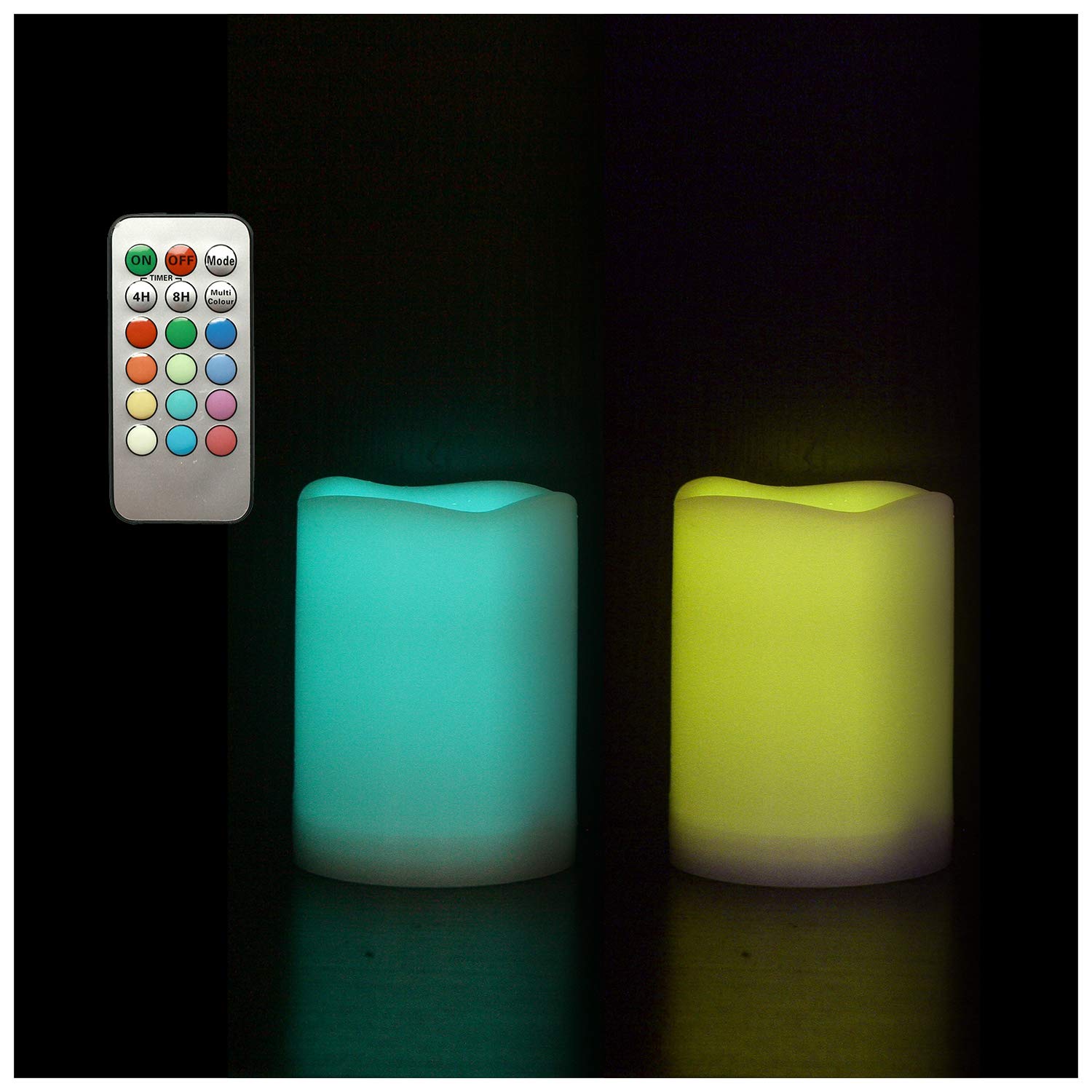 Color Changing Outdoor Flameless Pillar Candles Remote Waterproof Battery Operated Electric LED Candle Set for Gift Home Party Wedding Supplies Garden