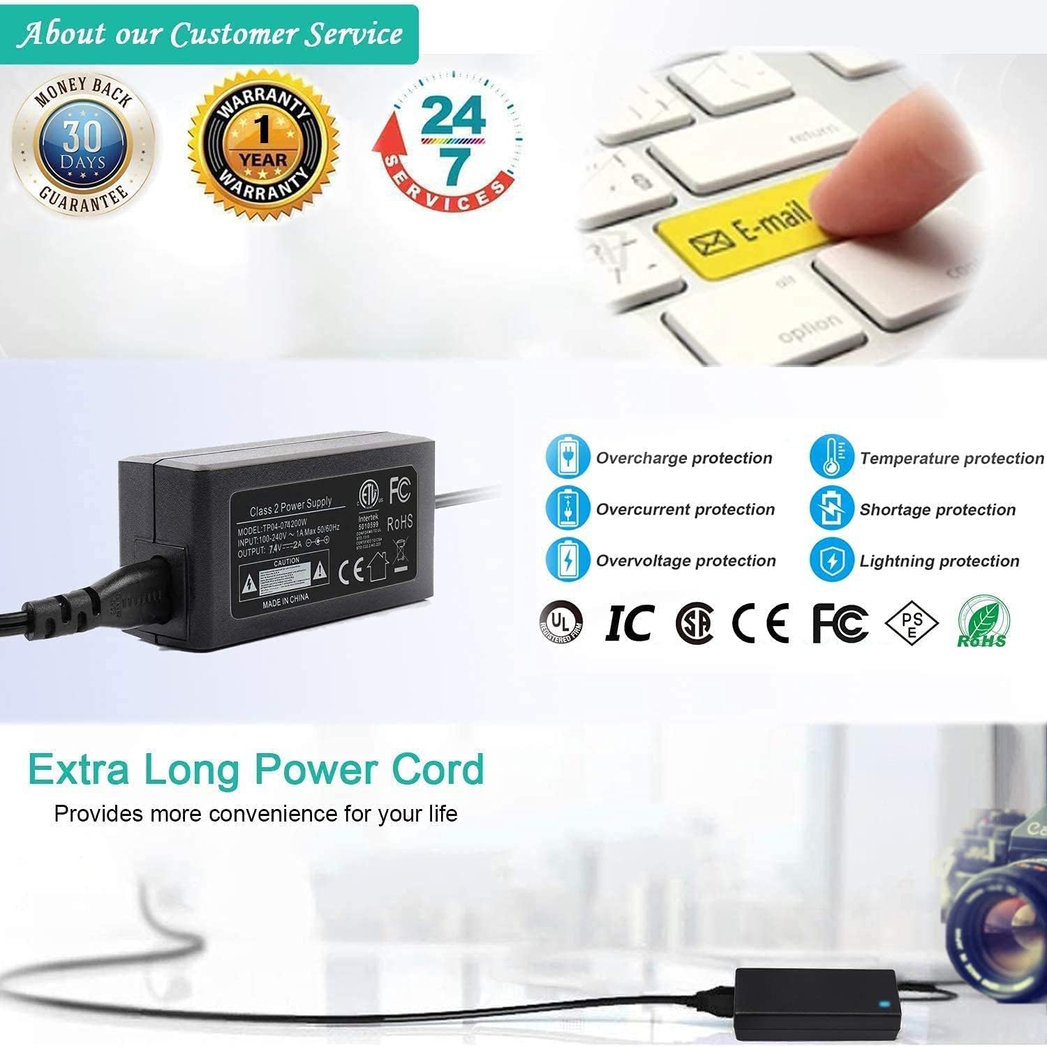 ACK-E15 AC Power Supply Adapter DR-E15 Dummy Battery Kit for Canon EOS Rebel SL1 / 100D, Kiss X7, SX70HS Cameras.