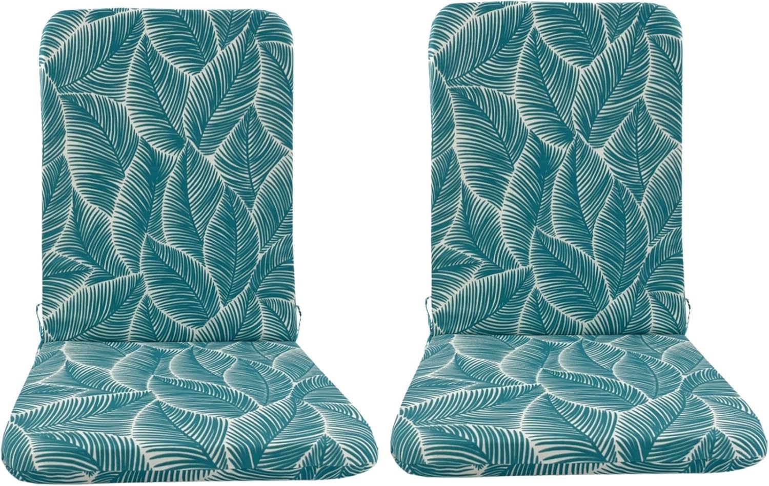 Lot de 2 coussins de chaise de jardin à dossier haut 45 x 108 cm imperméables pour fauteuils, fauteuils inclinables et chaises à bascule 3 cm/5 cm d'épaisseur Vert B Attaches personnalisées