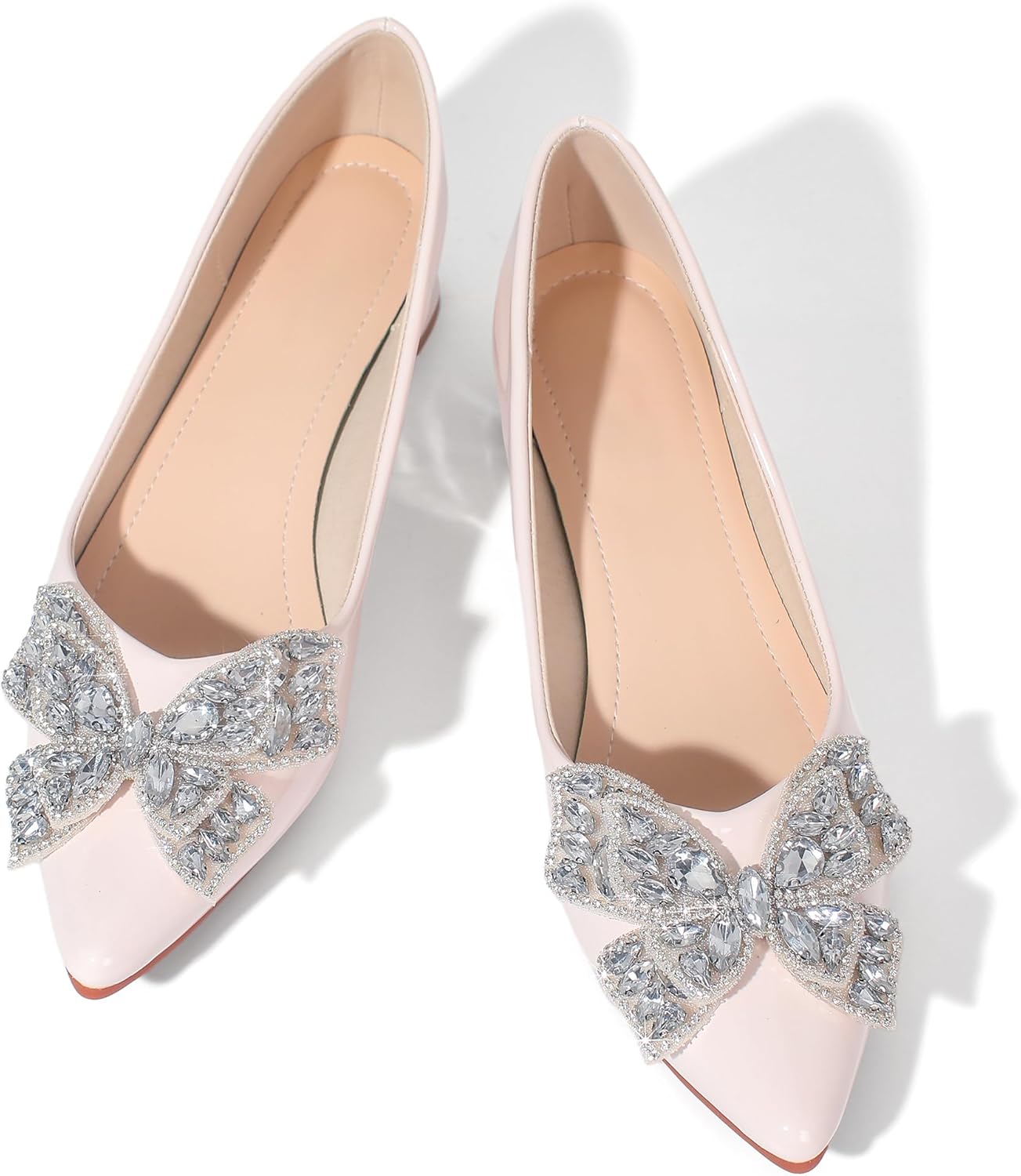 Women's Pumps Chunky Closed Toe Low Block Heels Work Rhinestone Comfortable Pointed Toe Dress Wedding Shoes