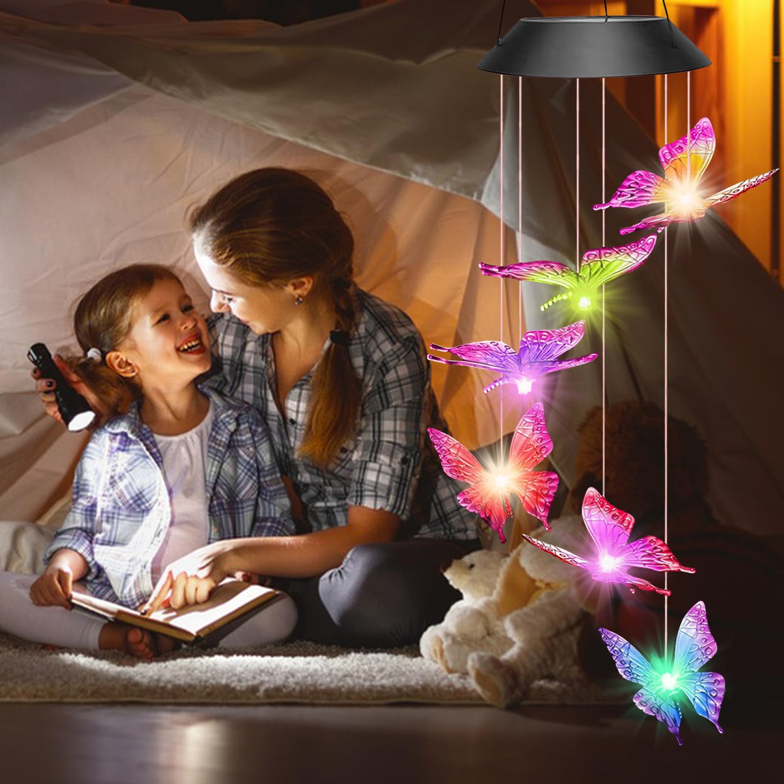 Luci Farfalla Decorazione, LED Campane a Vento, Hanging Campanella Impermeabile,Adatto per Decorazioni Esterne, Interne, Natalizie, di Halloween