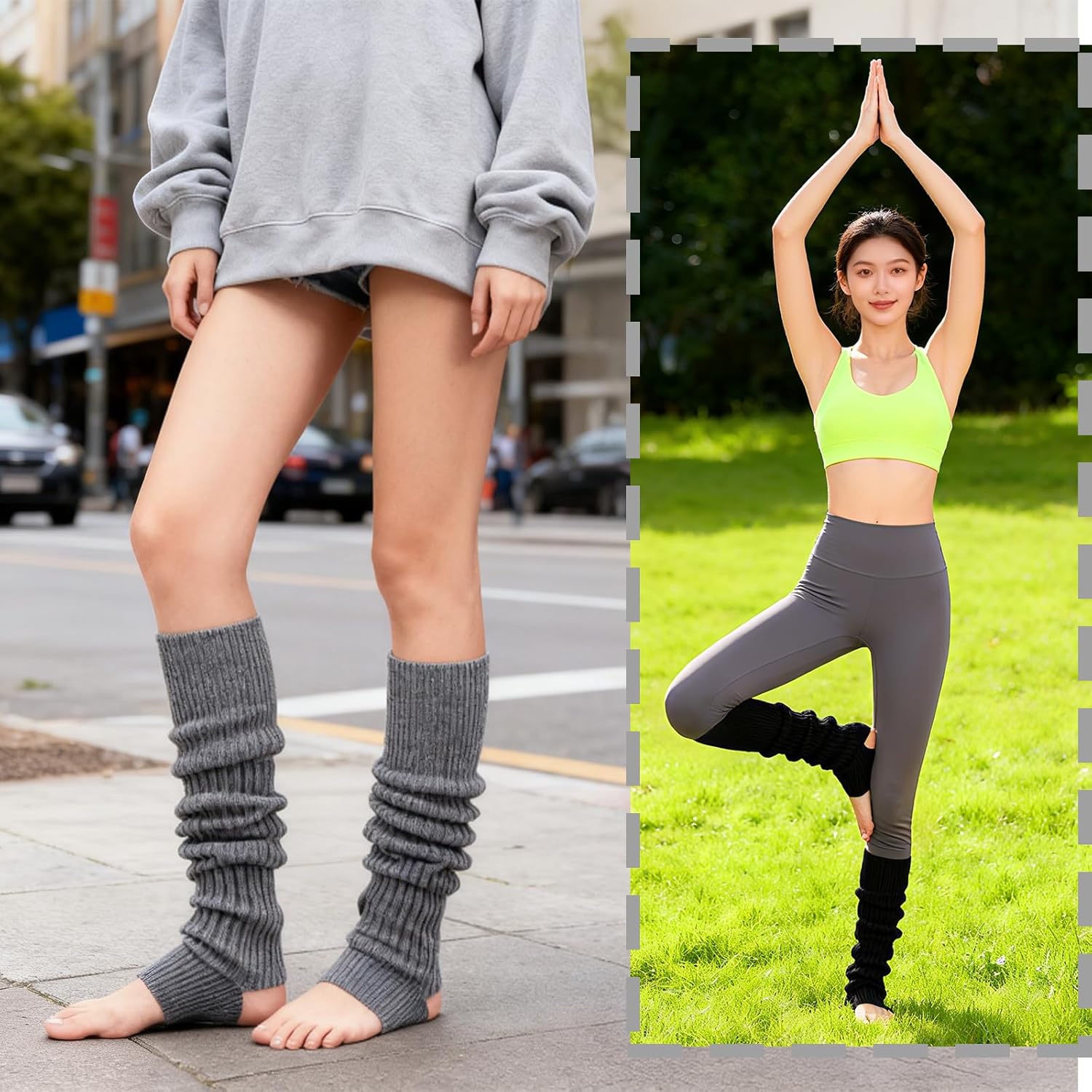 XEPST Ballet Leg Warmers Knitted Long Stirrup Yoga Leg Warmer Socks for Women Girls, Ankle Warmers for Yoga Ballet Dance - Image 3