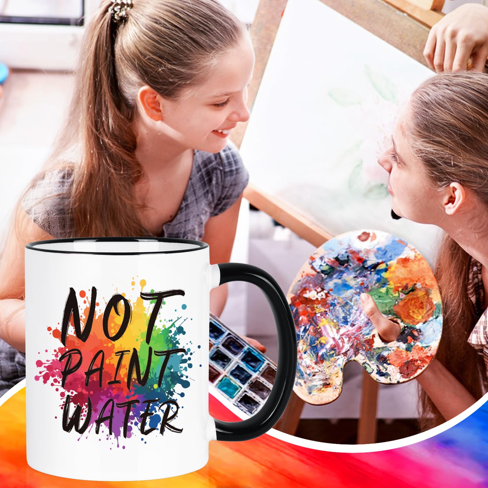 YHRJWN Not Paint Water Artist Gifts Coffee Mug, Funny Art Teacher Gifts for Professor, Educator Appreciation, Retirement, Teachers' Day Birthday Christmas Teacher Mug Gift,11Oz