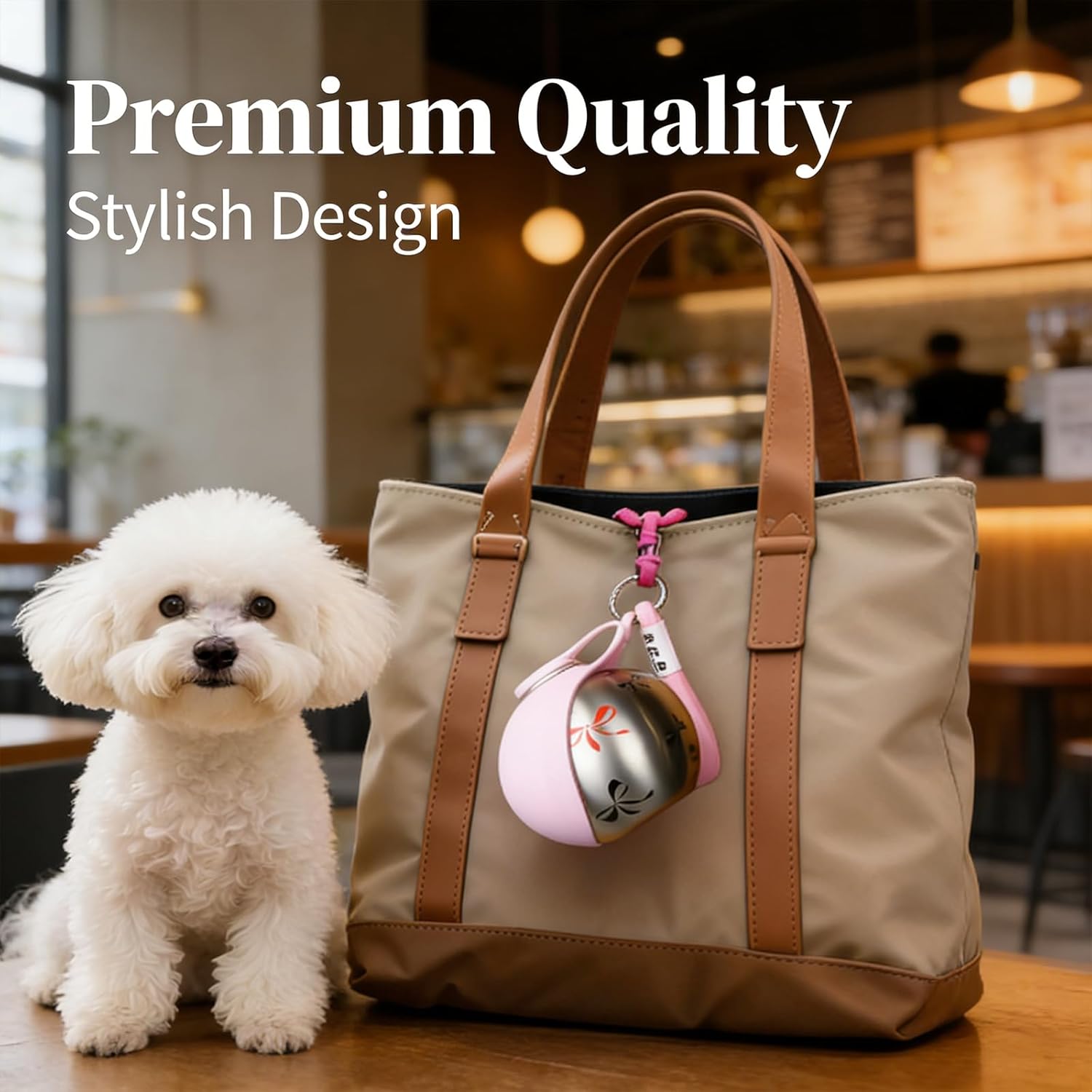 2 in 1 Portable Dog Water Bottle with Foldable Silicone Bowl, Stainless Steel Travel Bottle, Leak-Proof Design with Reflowable Water System, Hands-Free Carabiner Clip (2PC Pink#A)