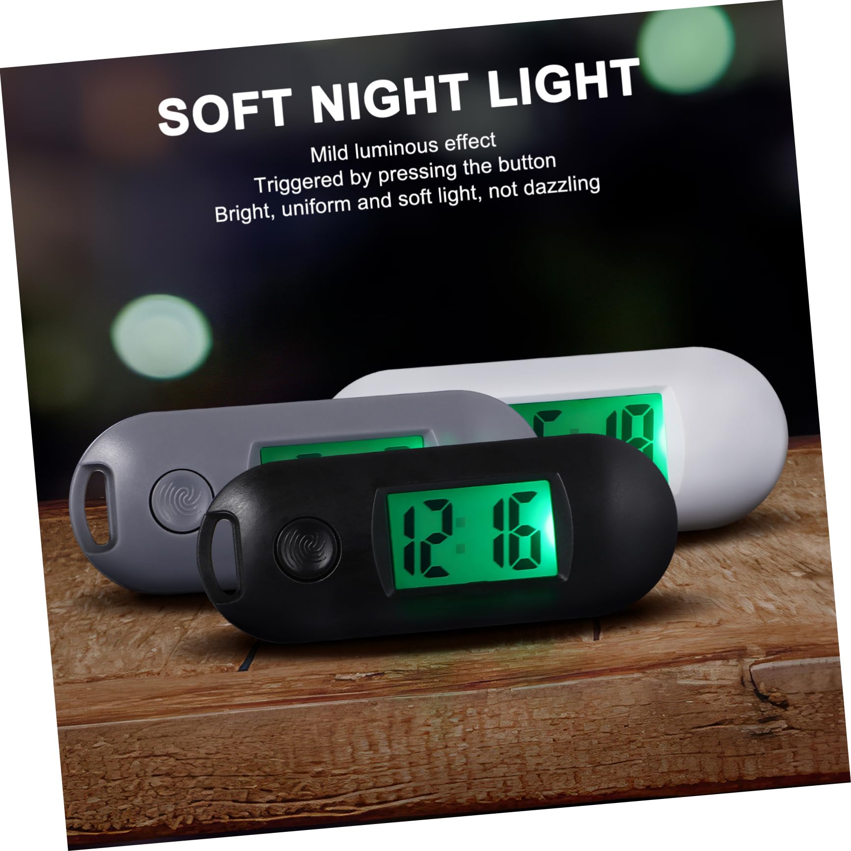 NUOBESTY Relojes De Silenciosos Luminiscentes Verde Azul Negro Rosa Gris para Estudiantes Exámenes Y Piezas X 3