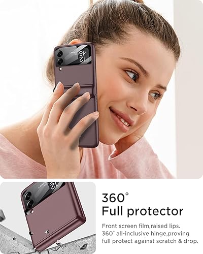 Miniatura 5 de Miimall Funda compatible con Samsung Galaxy Z Flip 4, Z Flip 4 con protección magnética de bisagra + funda magnética ultrafina de policarbonato duro