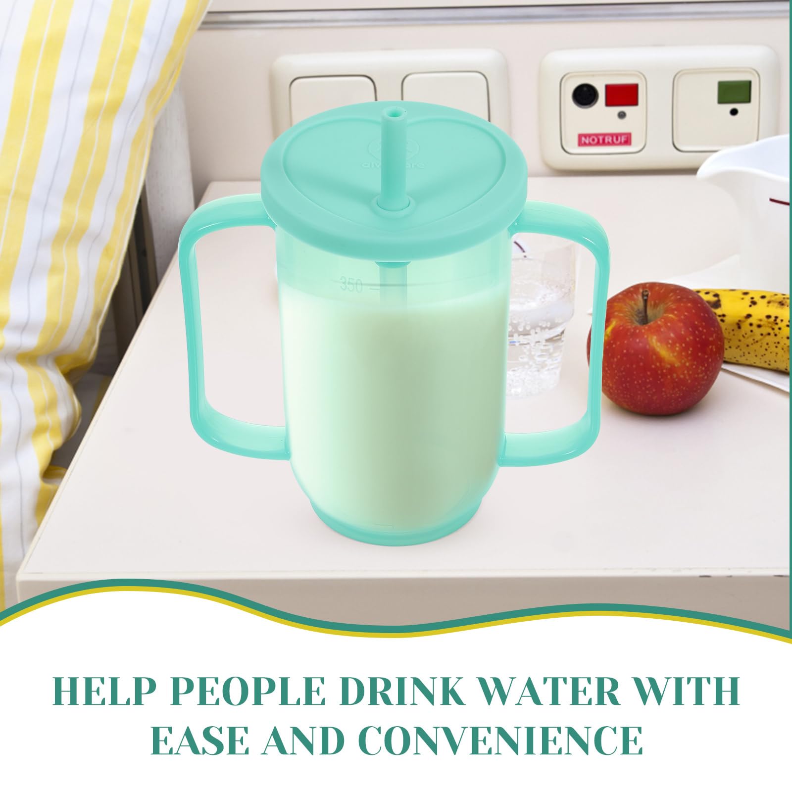 iplusmile Taza para Sorber para Adultos con 2 Asas Vasos De Plástico para Personas Mayores Discapacitadas Vasos para Disfagia A Prueba De Derrames Ayuda para Vivir Taza De Hospital con Tapa