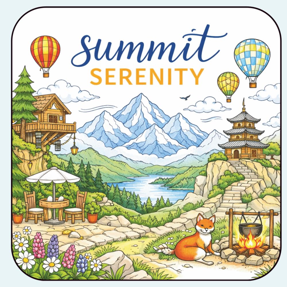 Summit Serenity: A Mountain Colouring Book for Adults with Relaxing Landscapes, Scenic Views, and Peaceful Nature Art