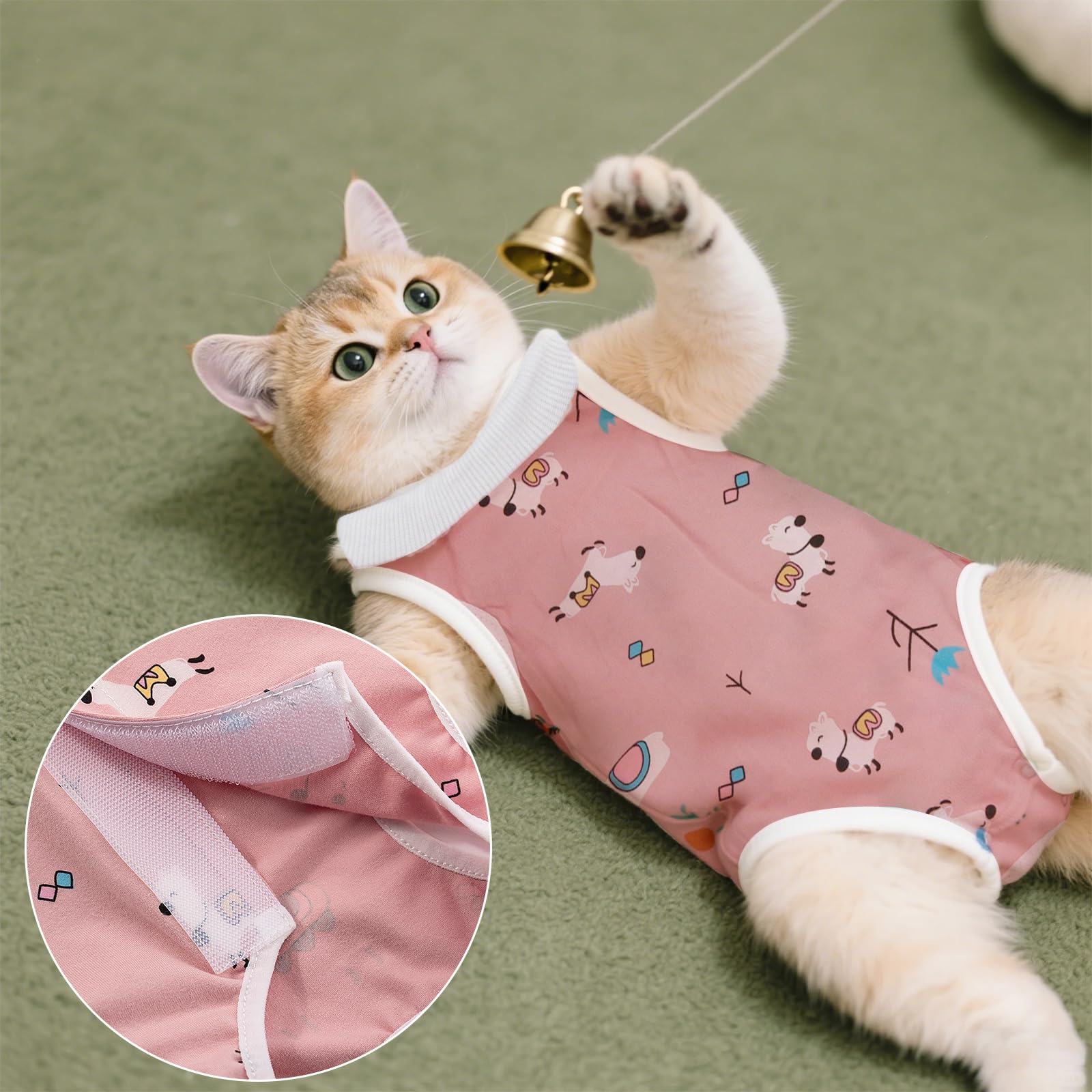 1 Piece Cat Recovery Suit Outfit Baby Cotton Surgery Recovery Breathable Cat Surgical Body Suit to Stop Licking Antiflexing Onesie Post Kitten(S) - Image 3