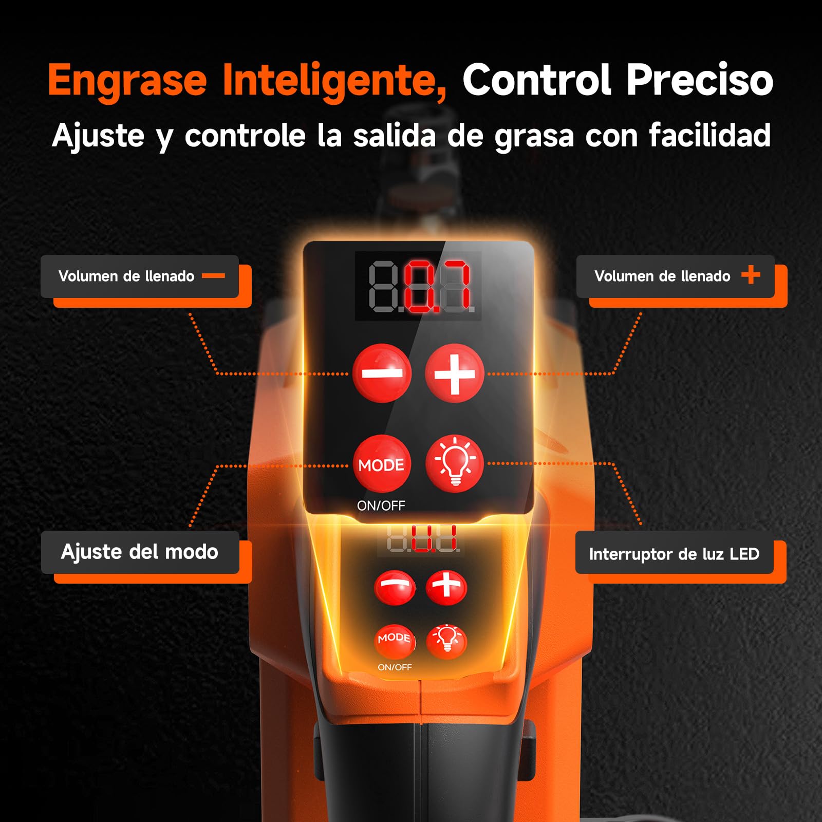 TaskStar Engrasadora a Batería de 10000 PSI: Engrasadora Mejorada con Control Automático del Volumen de Grasa, 2 Baterías *2,0AH, 3 Acopladores - 4,6 oz/min Eficaz para Tractores, Camiones y Máquinas