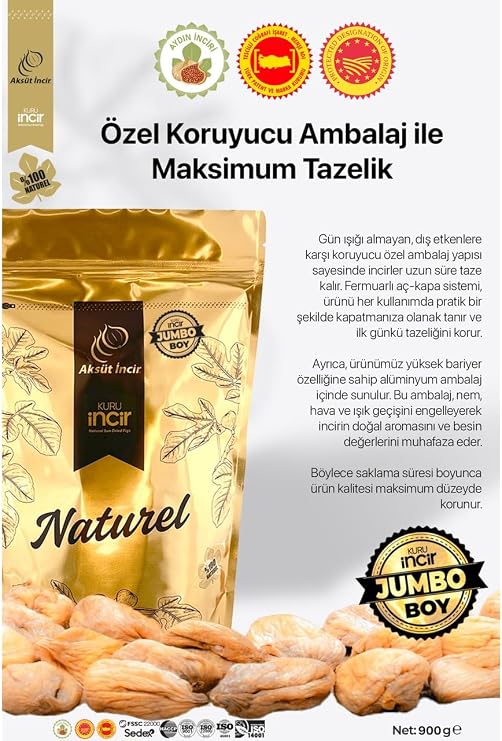 JUMBO Size 900g Gold Doypack Dried Fig – Aydın Fig (EU Geographically Marked)