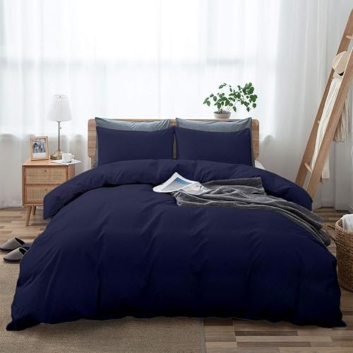 Miniatura 20 de Juego de funda de edredón tamaño King 100% algodón egipcio transpirable Funda de edredón con cierre de cremallera y lazos en las esquinas 600