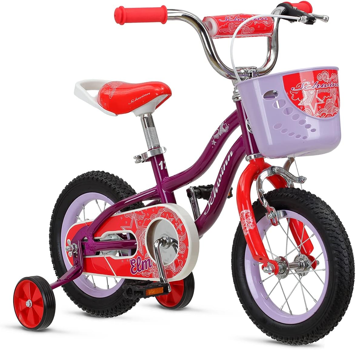 Elm Girls Bike for Toddlers and Kids, 12, 14, 16, 18, 20 inch wheels for Ages 2 Years and Up, Pink, Purple or Teal, Balance or Training Wheels, Adjustable Seat