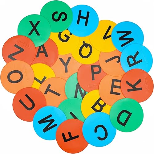 Miniatura 7 de Eco Walker Mini marcadores de suelo de 4 pulgadas para aula, preescolar y jardín de infantes (juego de 20 unidades) (alfabeto)