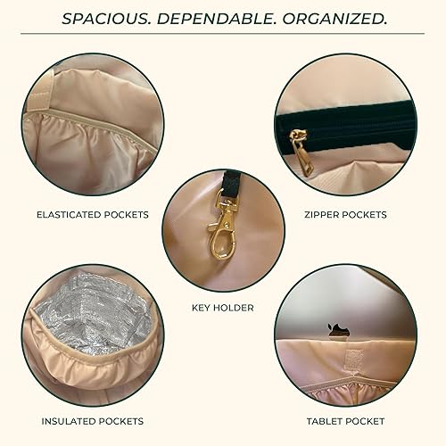 Miniatura 5 de Mochila grande para pañales, bolsa de viaje de cuero vegano con cambiador y correas para cochecito