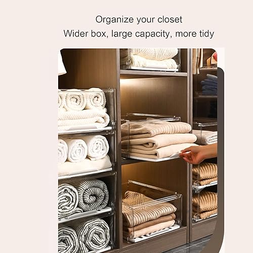 Miniatura 3 de Stackable Storage Drawers, Closet Organizers Storage Box Closet Box PET Stackable Clear Shelf Organizer Drawer Bin for Kitchen Cabinets Pantry