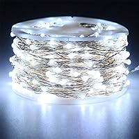 Vista 57 de RUICHEN Guirnalda de luces LED con cable plateado de 99 pies, 300 luces LED con carrete, color naranja