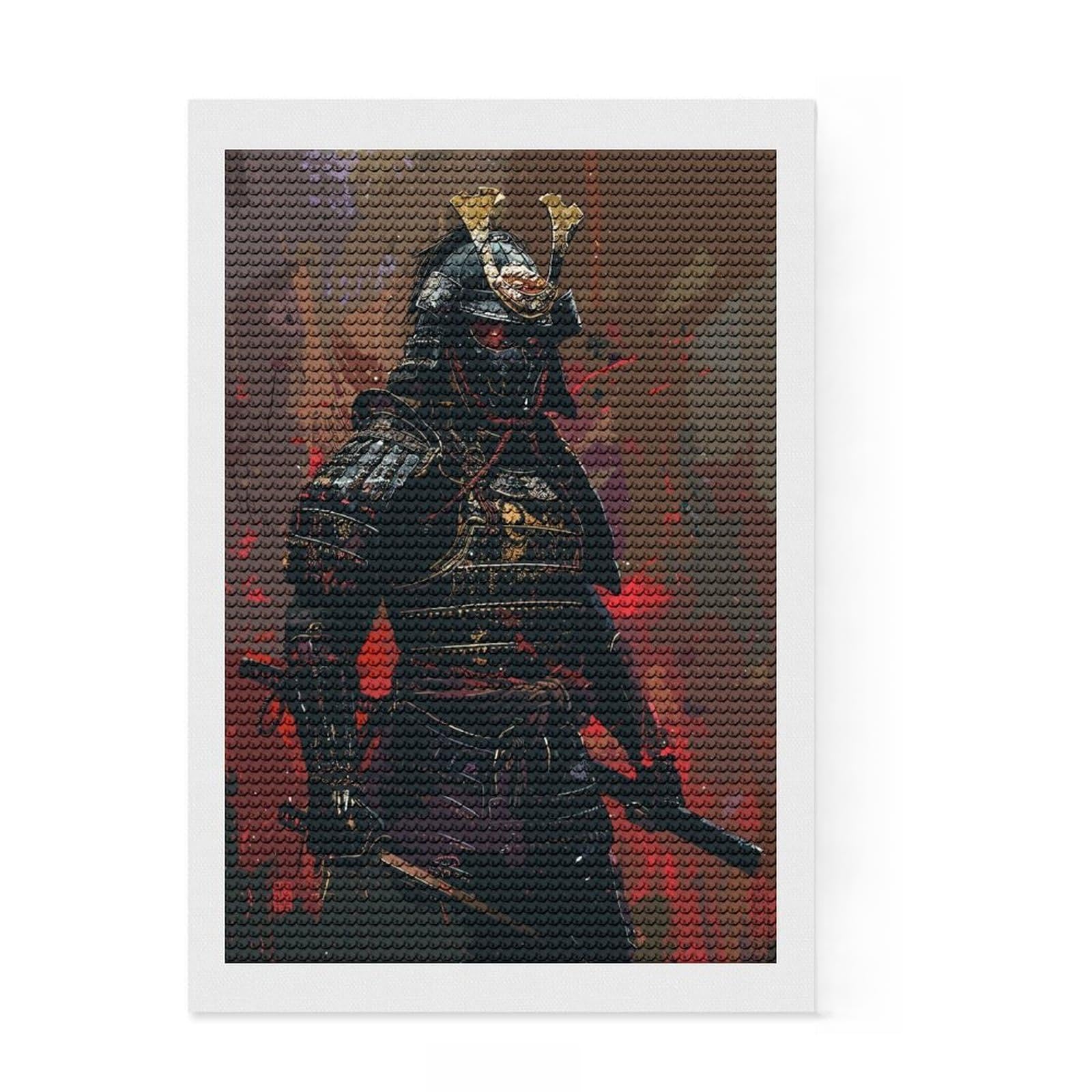 Junmoney Japanese Knights Diamond Art Kit 8"x12", Stress Relief Craft, Living Room Decor, for Craft Lovers, Festive Craft Gift