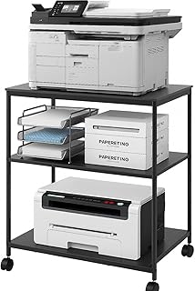 Heavy Duty 3-Tier Printer Stand with Locking Wheels, 23.6...
