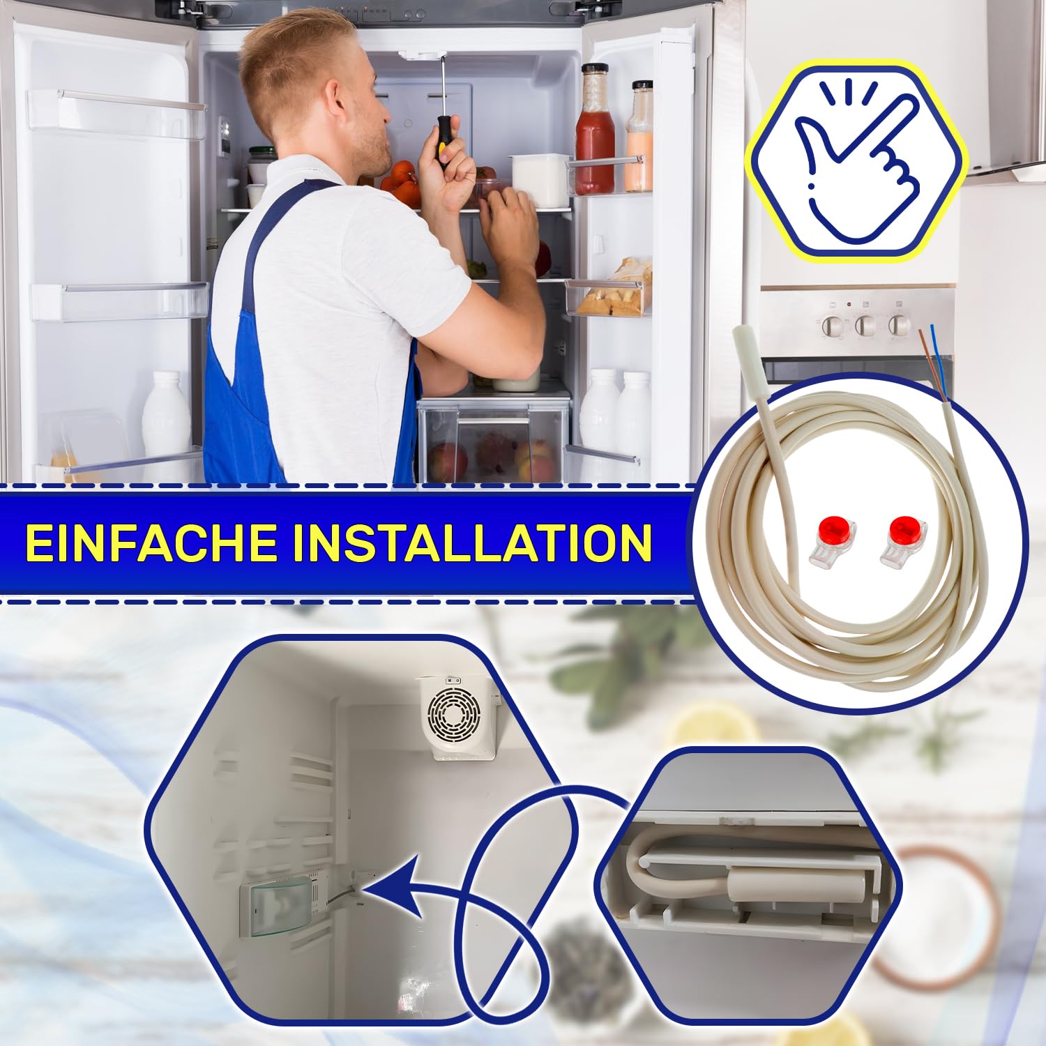 NTC Temperatursensor für Kühlschrank Hat den Originalcode 959008800 9590142 959014200 9590206 959020600 694239700 9590088 für Liebherr für Miele - Garantie 10 Jahre - MONTERAL