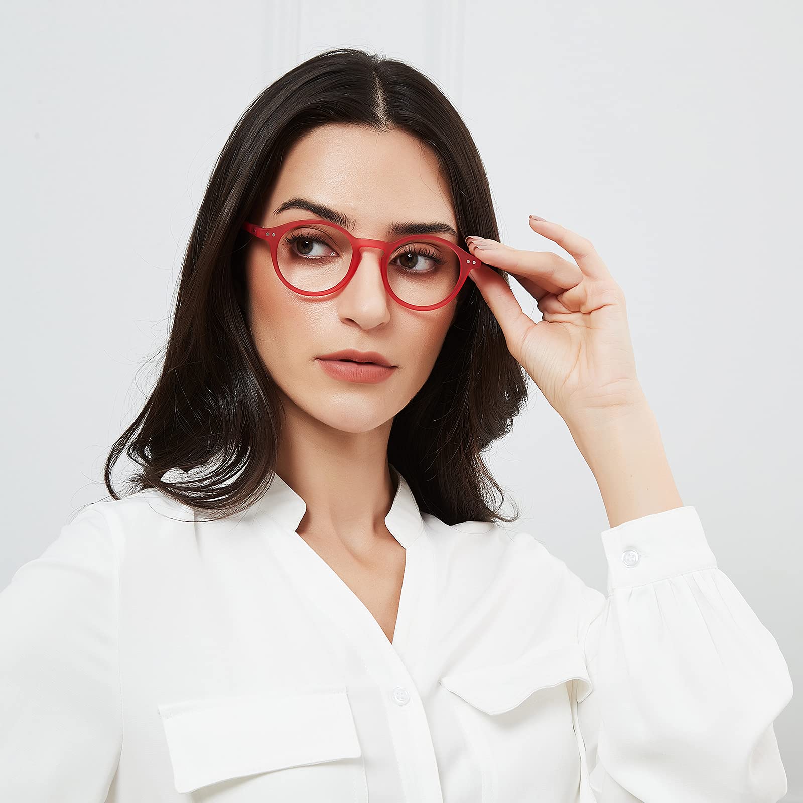 JOOX Blue Light Blocking Reading Glasses for Women, Round Anti Glare Readers with Spring Hinge