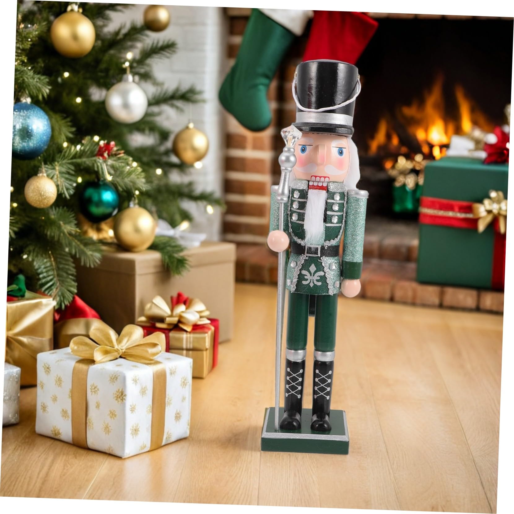 Grüne Handbemalte Holz nussknacker Soldat Figur Stabile Weihnachtsdekoration für Tisch und Festliche Feiern Traditionelle Holzsoldaten Ornamente