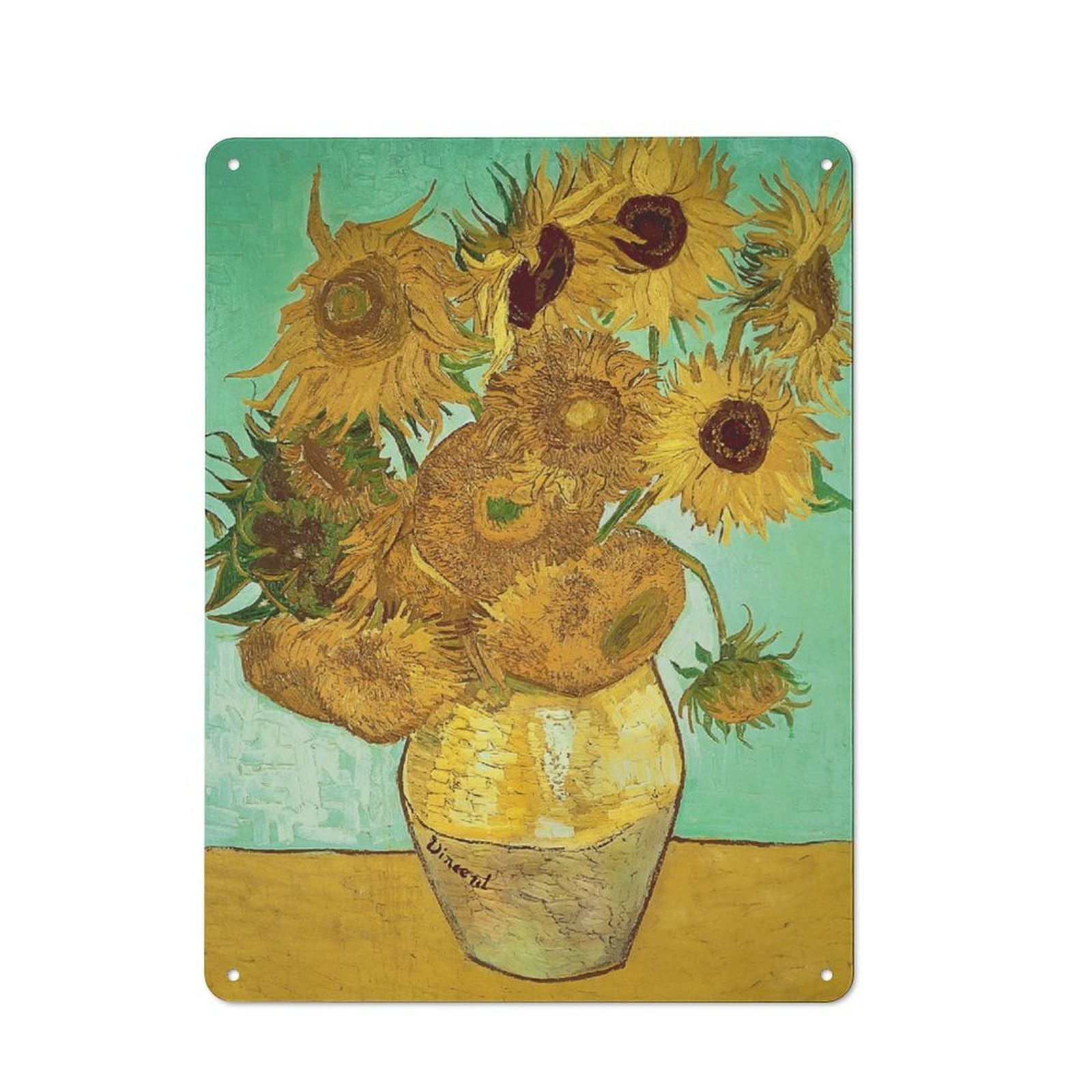 Junmoney Sunflowers Vintage Tin Sign 40X30cm With For Garage Wall, Suited To People Furnishing A Garage