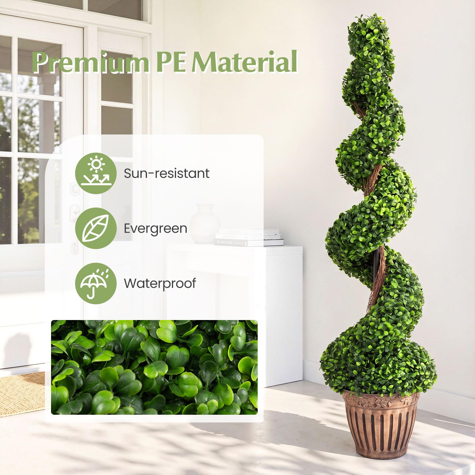 Amazon.com - BECOMFORT Artificial Boxwood Spiral Topiary Tree, 4