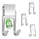 MIKEDE Magnetic Hooks Heavy Duty, 40lbs+ Strong Magnets with Double Hooks for Hanging, Swivel Magnet Hooks for Refrigerator, Magnetic Metal Hooks for Grill, Camping, Cruise Ship Essentials - 4 Pcs