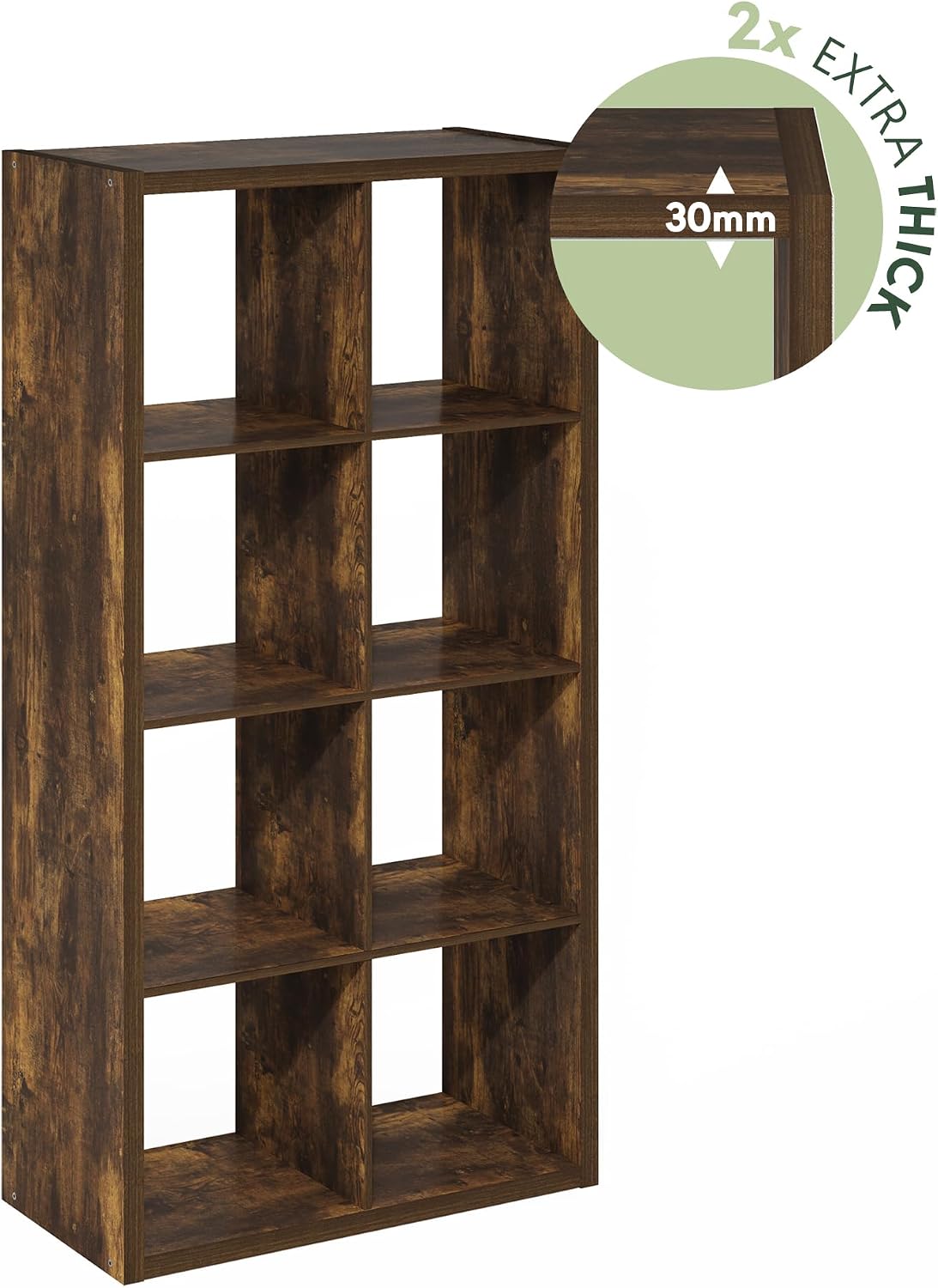 Close-up image showing the thickness of the shelf panel at 1.2 inches