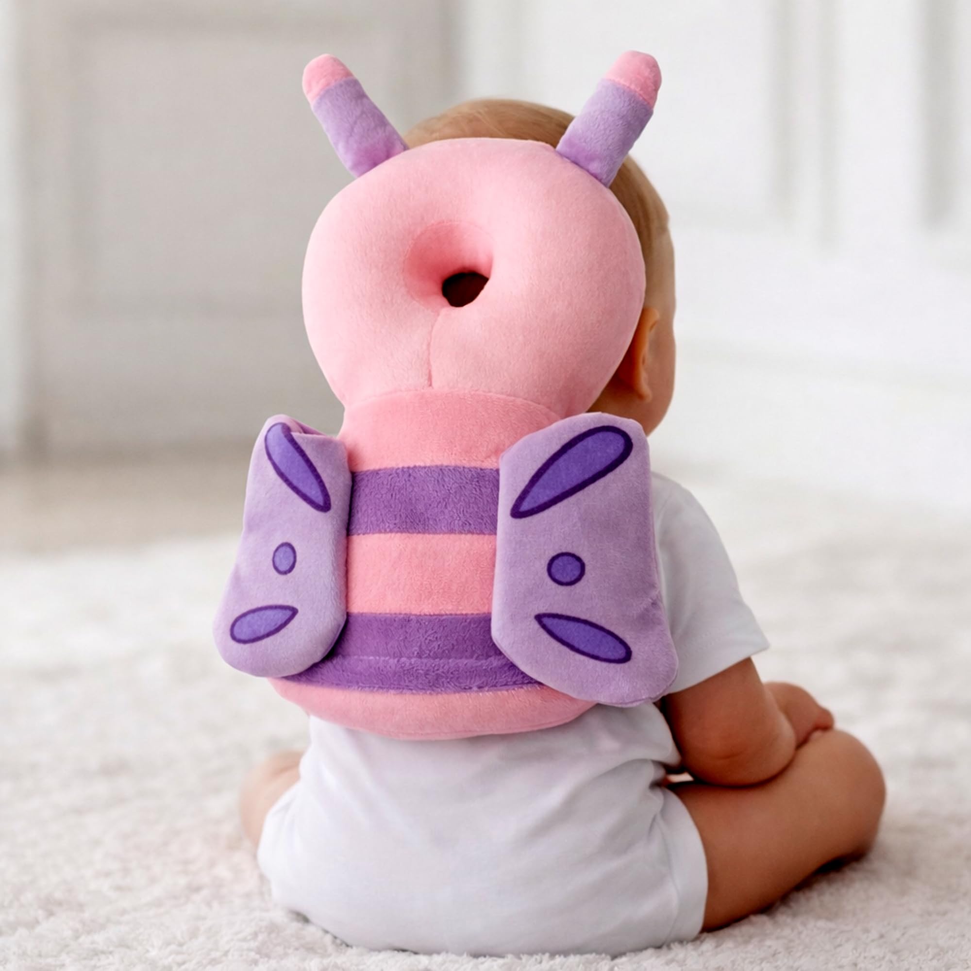 ONFEET Baby Anti-Fall Protector, Baby Head and Back Cushion, Baby Head and Back Support, Baby Back Protector, Head Protection for Crawling Baby, Toddler Head Protection Gear Butterfly Pink, Purple-image-8