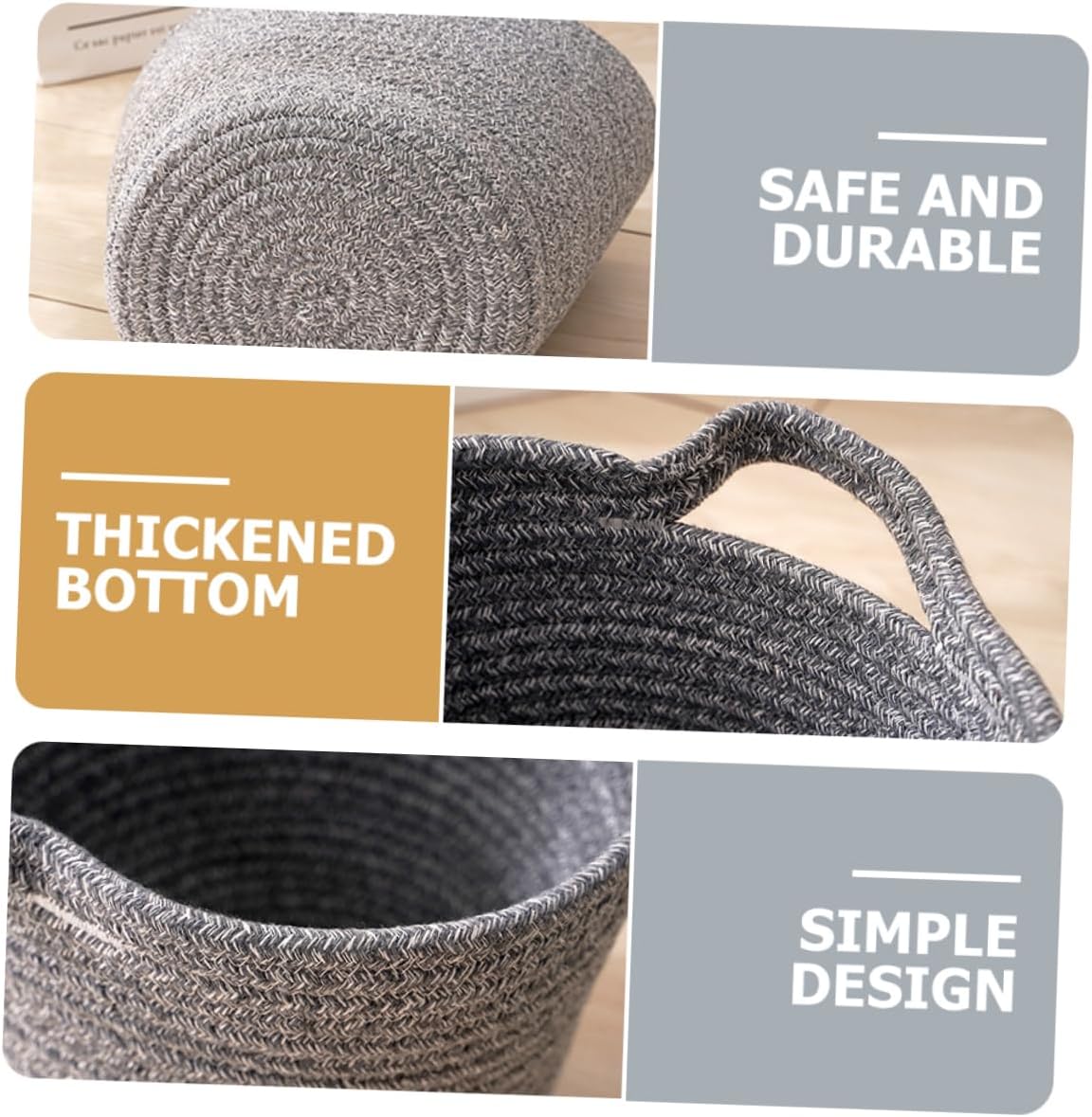 Luxshiny Large Capacity Cotton Rope Laundry Hamper for Clothes and Blankets Dual Color Storage Basket for Bedroom Nursery Bathroom and Dorm Use Portable and Sturdy Design for Sporting Gear