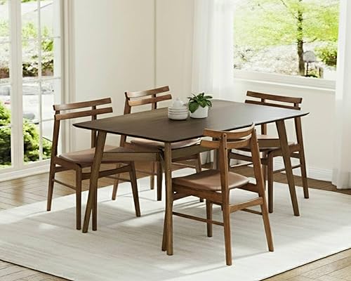 Miniatura 3 de VESCASA Juego de 4 sillas de comedor de madera, sillas de comedor de madera maciza de granja con respaldo abierto curvado para cocina y comedor,