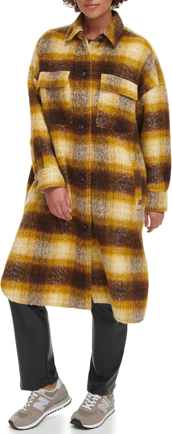 Levi's womens Long Plaid Flannel Shirt Jacket