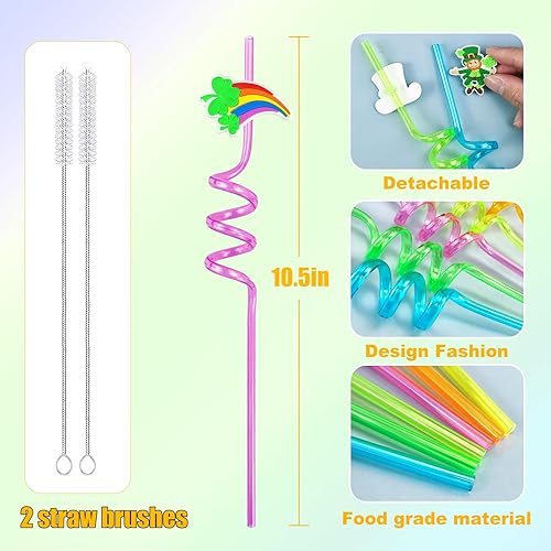 Miniatura 2 de 24 piezas de recuerdos de fiesta de Pascua, pajitas tontas para niños, huevos de Pascua, pajitas de conejito de pollo, huevos de conejito y flores,