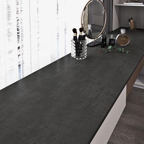 Miniatura 2 de Papel tapiz de hormigón gris oscuro para despegar y pegar para encimeras, papel adhesivo gris industrial impermeable, papel tapiz moderno con