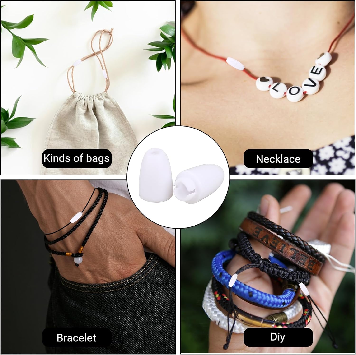 50 Sets Breakaway Clasps for Necklaces Safety Plastic Bead Connectors for Jewelry Making (White) - Image 6