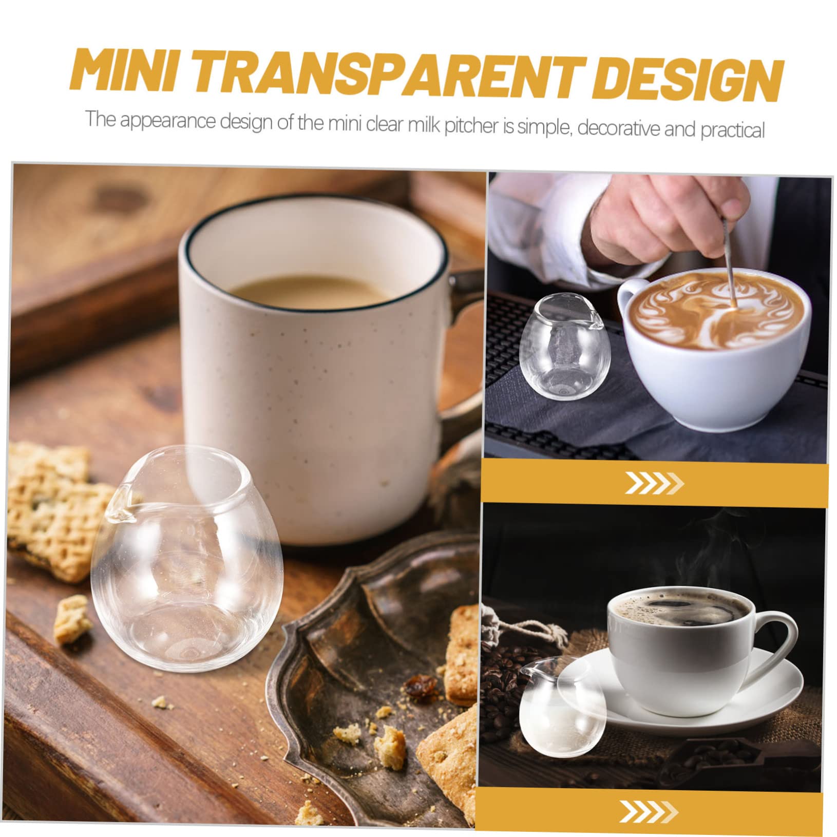 Amosfun 10 Piezas mini taza de leche de vidrio dispensador servidor de salsa manejar Mini cafetera Taza de café tazas de espresso mini jarra de leche de vidrio para café mini jarra de café
