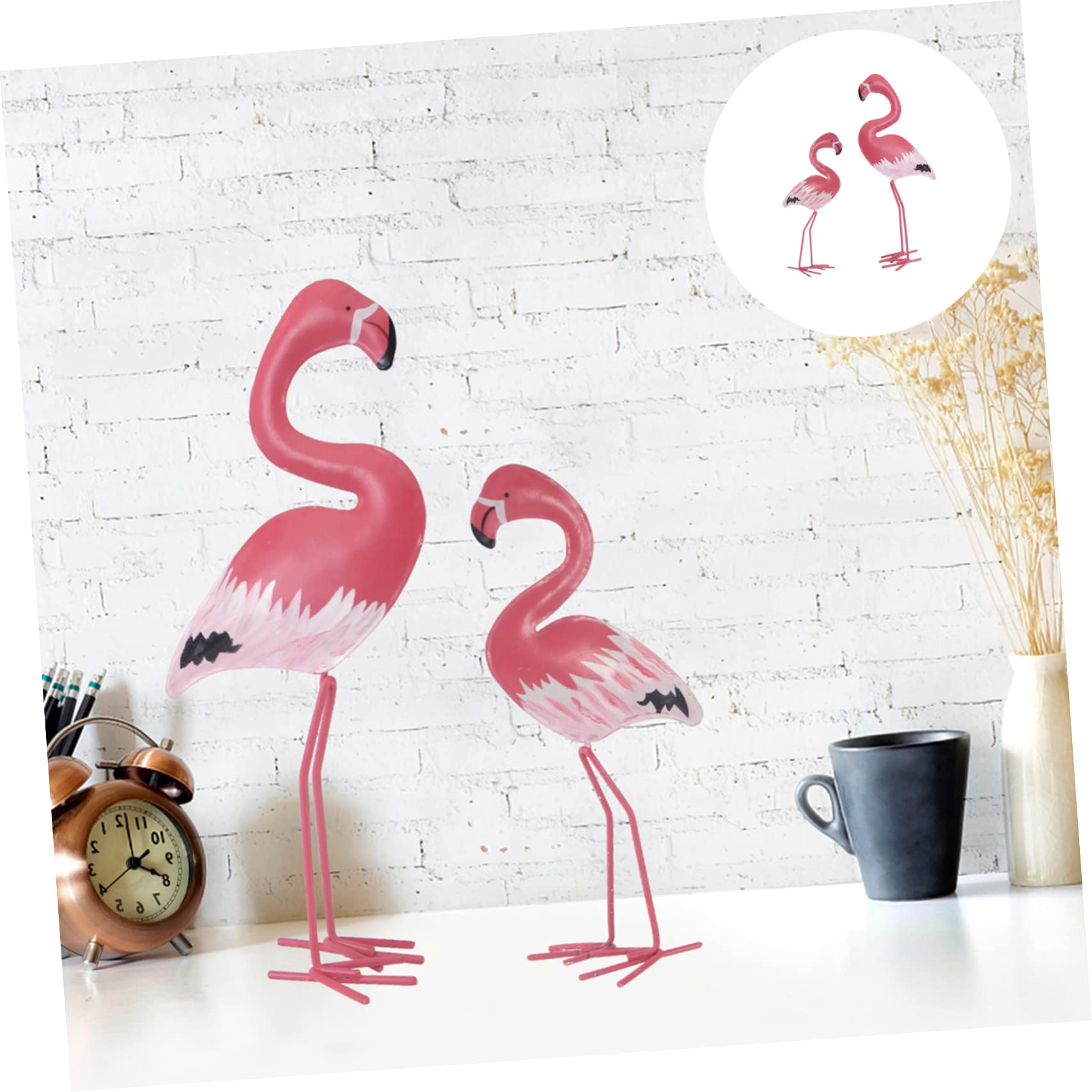 Toddmomy 2 Paia Decorazione Fenicottero Resina Ornamento da Tavolo Artigianale Figurine Rosate Resistenti e Stabili per Casa e Ufficio