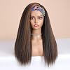 WIGNEE Brown Highlights Kinky Straight Headband Wig for Women 22 Inches Yaki Straight Wigs with Black Headband Kinky Straight Wigs for Black Women 2A30# Highlights, 22 Inch