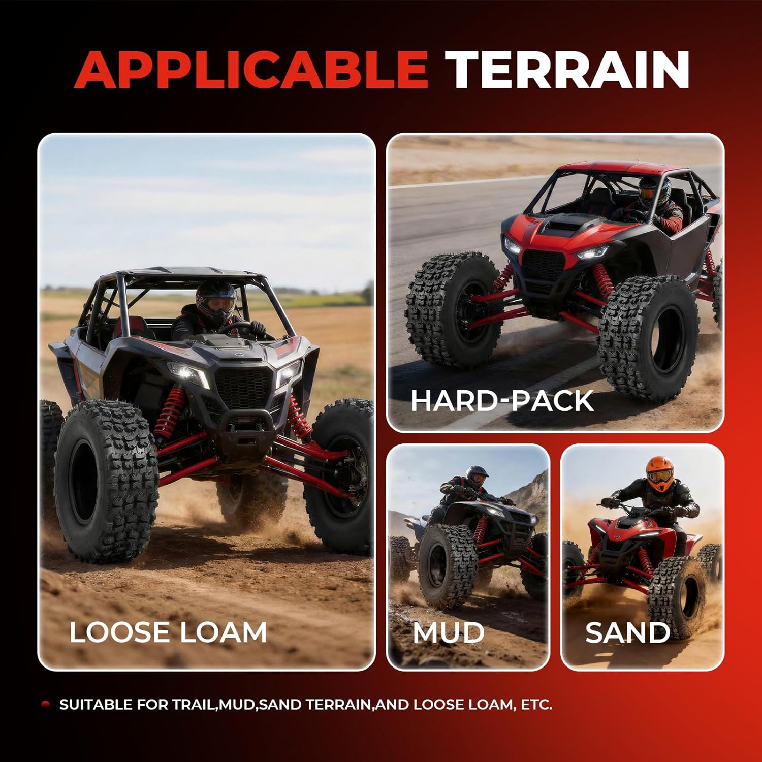 Set of 2 ATV/UTV Tires 20x11-9, 6PR All-Terrain Tires, Heavy Duty Tubeless, Puncture Resistant, Non-Directional Tread