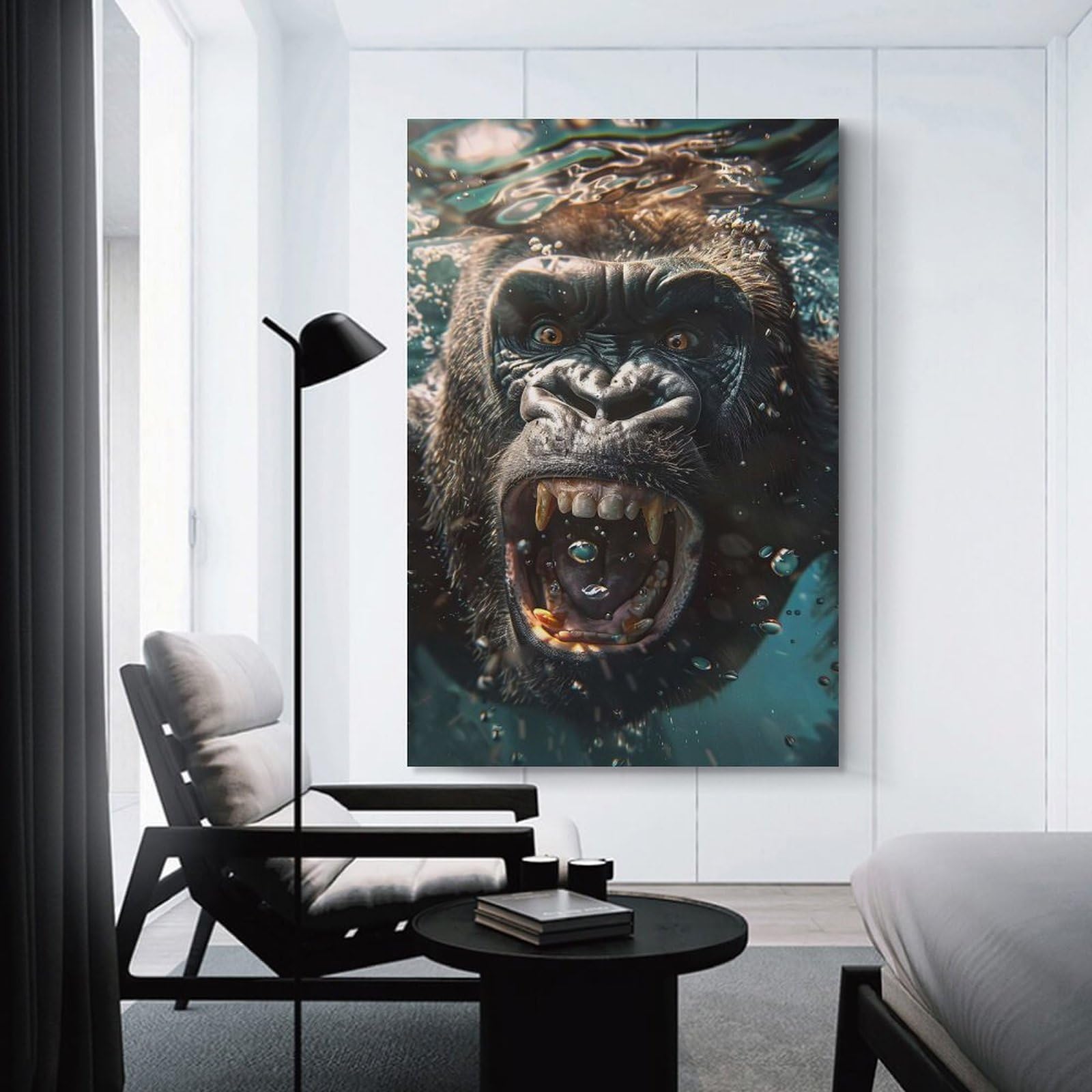 Junmoney Canvas Wall Decor Gorilla Sea, 20x30inch(50x75cm), for Bedroom Decor, Cosy Corners Or Studios, Decorative Wall Art for Cosy Rooms