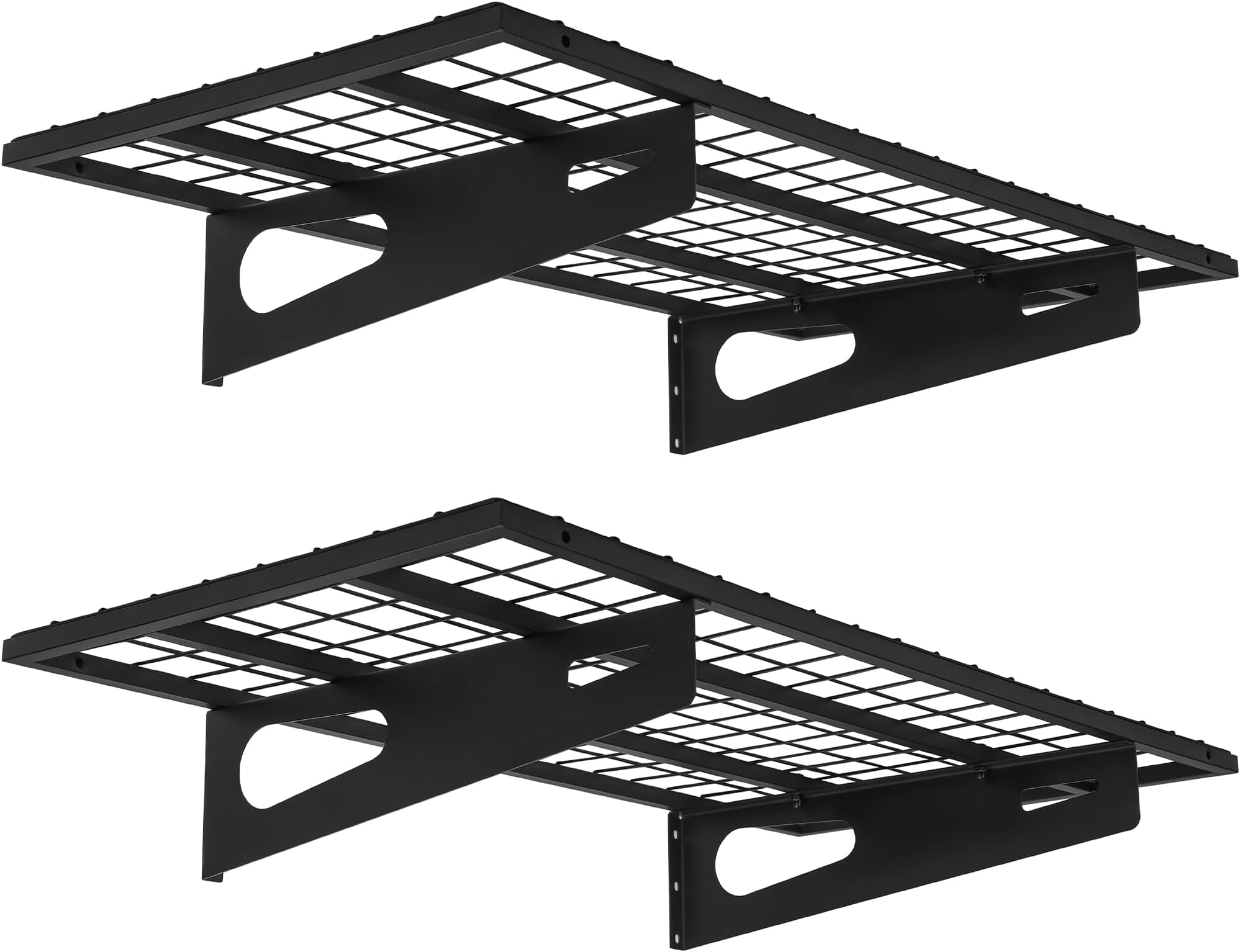 2-Pack 1.5x3FT Garage Shelving 17.7-inch-by-35.8-inch Wall Shelf Garage Storage Rack Wall Mounted Floating Shelves, Black