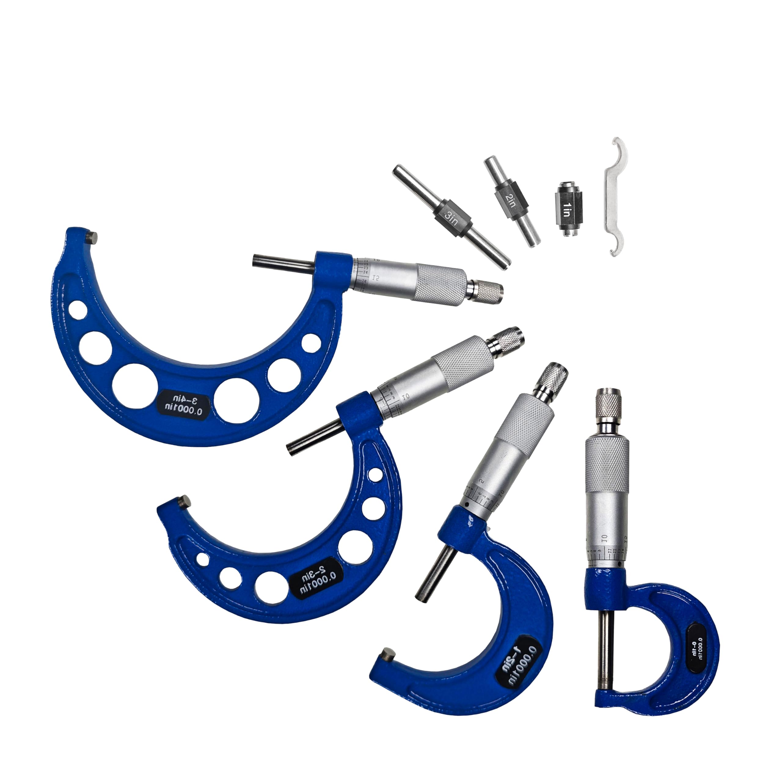 HFS (R) Estuche 0-6 x 0.0001" 4 piezas Premium para micrómetro exterior conjunto de marco de metal sólido punta de carburo
