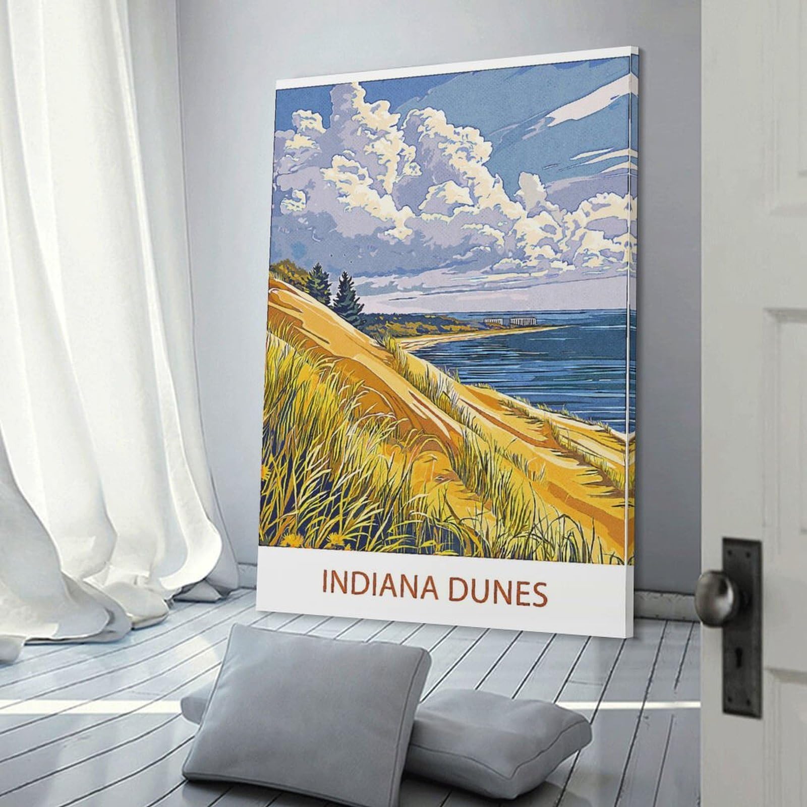Junmoney Indiana Dunes Landscape Decorative Wall Artwork 24x36inch(60x90cm), for Home Lounge, Bedroom Or Reading Nook, Easy Decor for Gallery Walls
