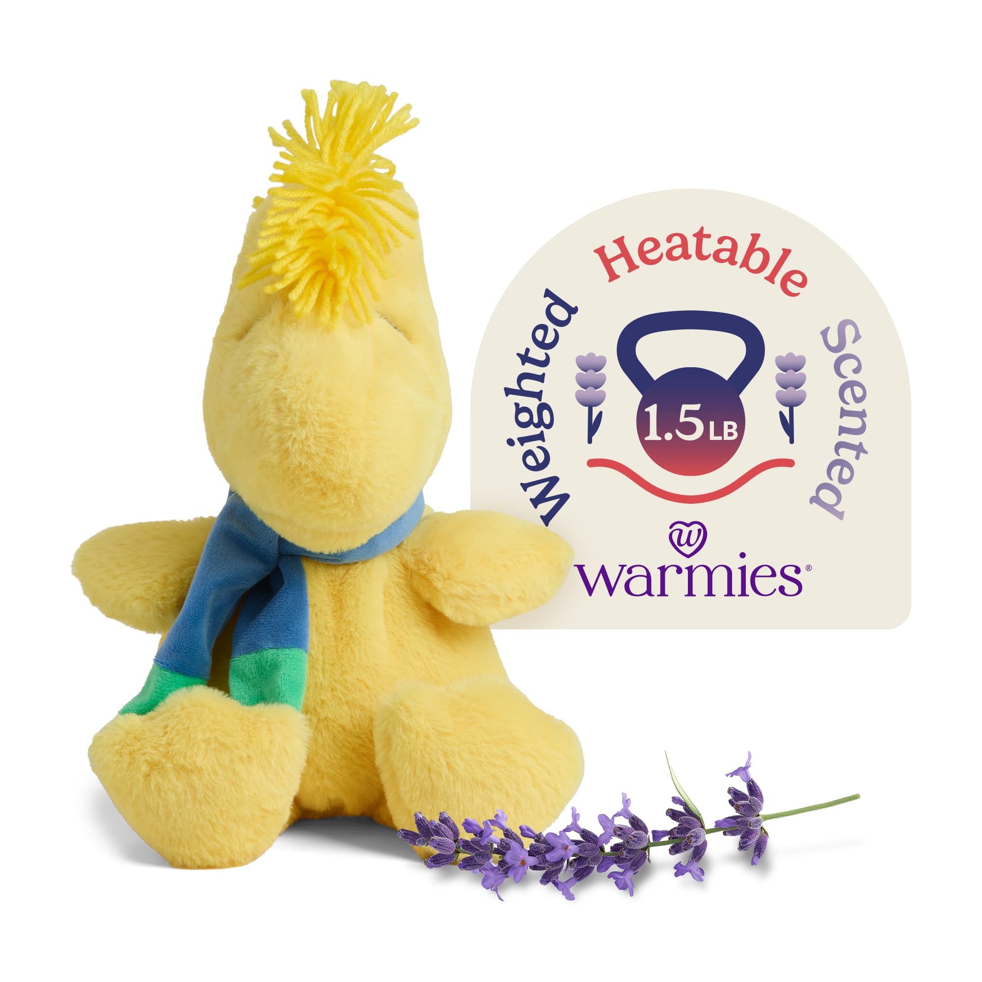 warmies x Charlie Brown - Microwavable & Weighted Stuffed Animals, Woodstock with Scarf - Heated Stuffed Animal Plushie for Warmth & Comfort - Soft
